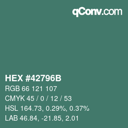 カラーコード: HEX #42796B | qconv.com