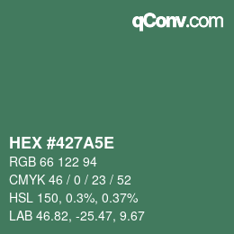 Color code: HEX #427A5E | qconv.com