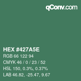 Color code: HEX #427A5E | qconv.com