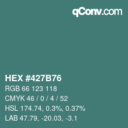 颜色代码: HEX #427B76 | qconv.com