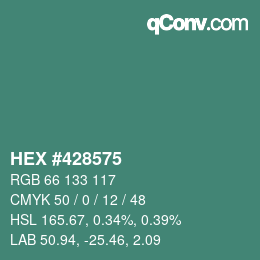颜色代码: HEX #428575 | qconv.com