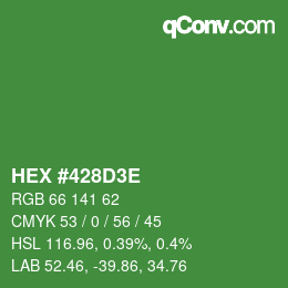 Color code: HEX #428D3E | qconv.com