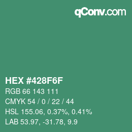 Farbcode: HEX #428F6F | qconv.com