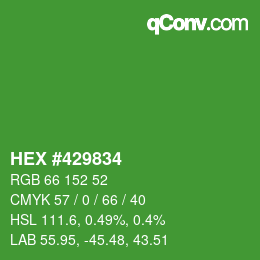 Farbcode: HEX #429834 | qconv.com
