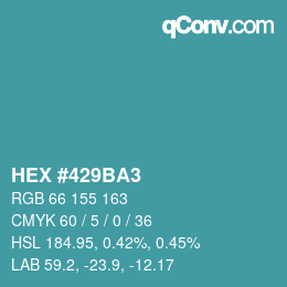 颜色代码: HEX #429BA3 | qconv.com