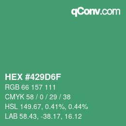 Color code: HEX #429D6F | qconv.com