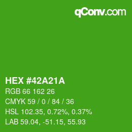 Color code: HEX #42A21A | qconv.com