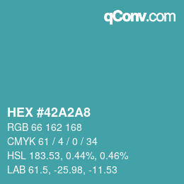 颜色代码: HEX #42A2A8 | qconv.com