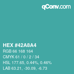 Color code: HEX #42A8A4 | qconv.com