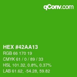 Color code: HEX #42AA13 | qconv.com