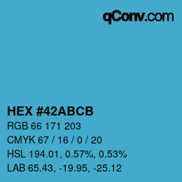 Color code: HEX #42ABCB | qconv.com