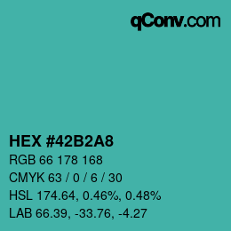 カラーコード: HEX #42B2A8 | qconv.com