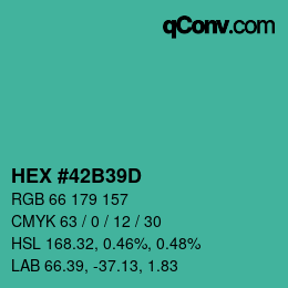 Color code: HEX #42B39D | qconv.com