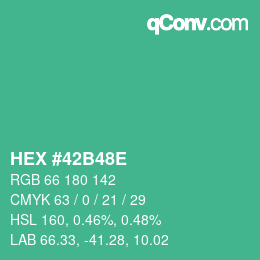 Color code: HEX #42B48E | qconv.com