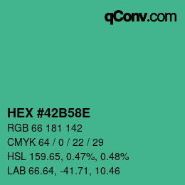 Color code: HEX #42B58E | qconv.com