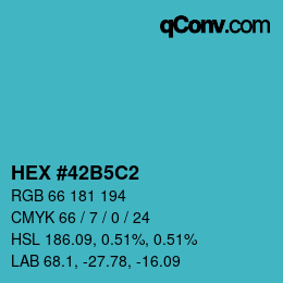 颜色代码: HEX #42B5C2 | qconv.com
