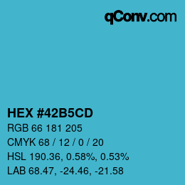 颜色代码: HEX #42B5CD | qconv.com