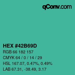 颜色代码: HEX #42B69D | qconv.com