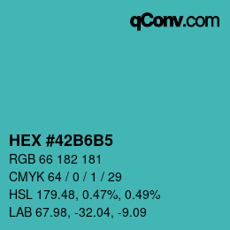 カラーコード: HEX #42B6B5 | qconv.com