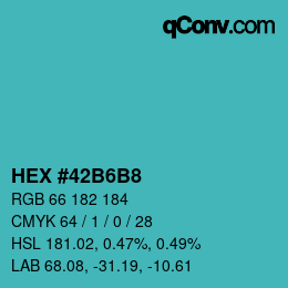 カラーコード: HEX #42B6B8 | qconv.com