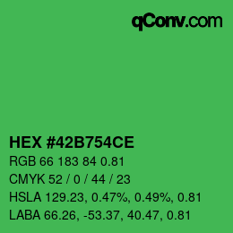 Farbcode: HEX #42B754CE | qconv.com
