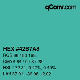 Farbcode: HEX #42B7A8 | qconv.com