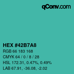 カラーコード: HEX #42B7A8 | qconv.com