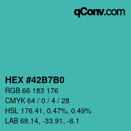 カラーコード: HEX #42B7B0 | qconv.com