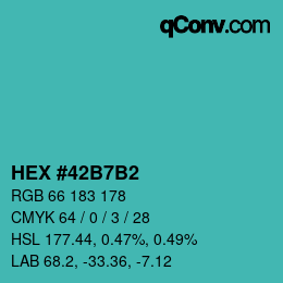 カラーコード: HEX #42B7B2 | qconv.com