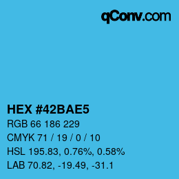 カラーコード: HEX #42BAE5 | qconv.com
