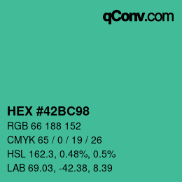 Color code: HEX #42BC98 | qconv.com
