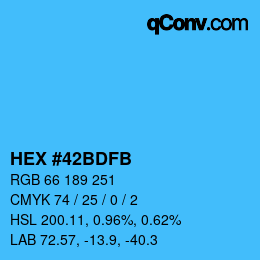Color code: HEX #42BDFB | qconv.com