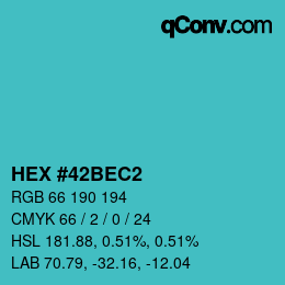 カラーコード: HEX #42BEC2 | qconv.com