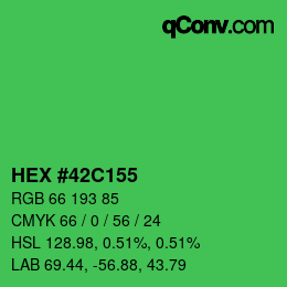 カラーコード: HEX #42C155 | qconv.com