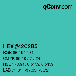 颜色代码: HEX #42C2B5 | qconv.com