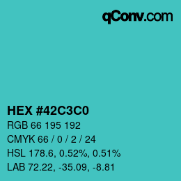 Color code: HEX #42C3C0 | qconv.com
