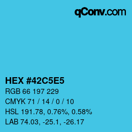 カラーコード: HEX #42C5E5 | qconv.com