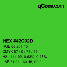 Color code: HEX #42C92D | qconv.com