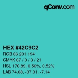 Color code: HEX #42C9C2 | qconv.com