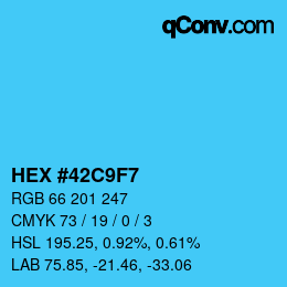 カラーコード: HEX #42C9F7 | qconv.com