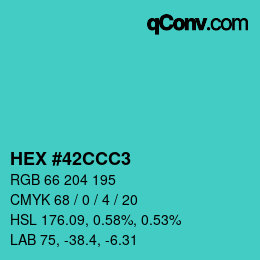 Color code: HEX #42CCC3 | qconv.com