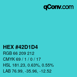 カラーコード: HEX #42D1D4 | qconv.com