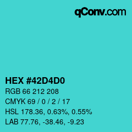 カラーコード: HEX #42D4D0 | qconv.com