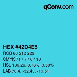 カラーコード: HEX #42D4E5 | qconv.com