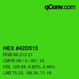 カラーコード: HEX #42D515 | qconv.com