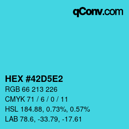 颜色代码: HEX #42D5E2 | qconv.com