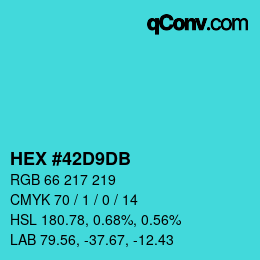 Color code: HEX #42D9DB | qconv.com