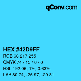 Color code: HEX #42D9FF | qconv.com