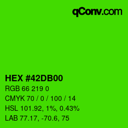 Color code: HEX #42DB00 | qconv.com
