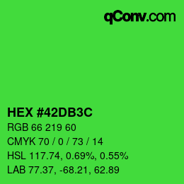 Color code: HEX #42DB3C | qconv.com